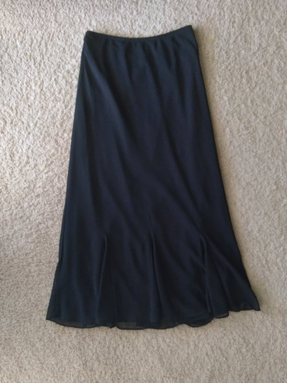 Vintage Night Way Collections Black Maxi Skirt Ruffle Godet Womens Size Large